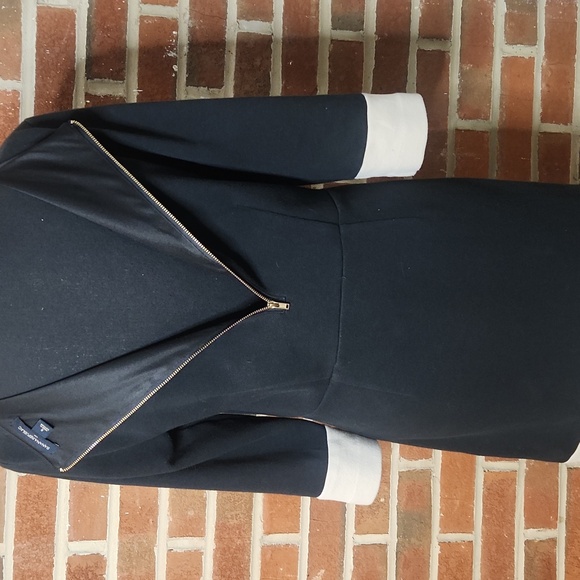 Banana Republic Black and Cream Long Sleeve Dress, Size 8 - Picture 6 of 8